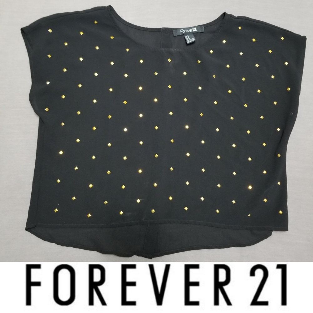 Sheer black and gold top Forever 21